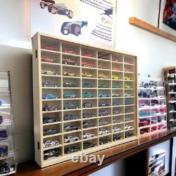 Wooden Wall Mount Display Case for Hot Wheels, with Dust Resistant Door, Matchbo