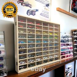 Wooden Wall Mount Display Case for Hot Wheels, with Dust Resistant Door, Matchbo