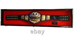 Wrestling Belt Display Case Black Solid Wood WWE MMA Boxing Championship Cabinet