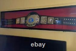 Wrestling Belt Display Case Black Solid Wood WWE MMA Boxing Championship Cabinet