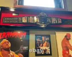 Wrestling Belt Display Case Black Solid Wood WWE MMA Boxing Championship Cabinet