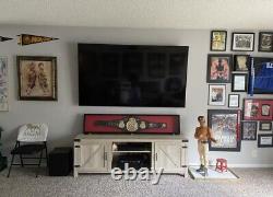 Wrestling Belt Display Case Black Solid Wood WWE MMA Boxing Championship Cabinet