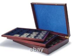 X2 Quadrum 2x2 Presentation Case Coin Holders with 3 Wooden Trays Display Storage