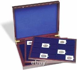 X2 Quadrum 2x2 Presentation Case Coin Holders with 3 Wooden Trays Display Storage
