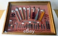 X-Acto 1960s Store Display Case Knife Blade Set Wood Box Hobby Shop California