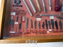 X-Acto 1960s Store Display Case Knife Blade Set Wood Box Hobby Shop California