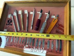 X-Acto 1960s Store Display Case Knife Blade Set Wood Box Hobby Shop California