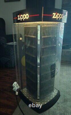 Zippo Lighter 96 Count Lighted Rotating Store Display Case With Key No Base