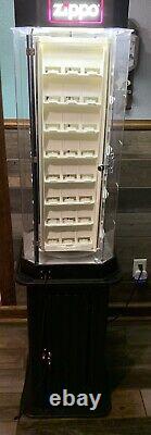 Zippo Lighter Lighted Rotating Store Display Case Bottom Cabinet w Keys Works
